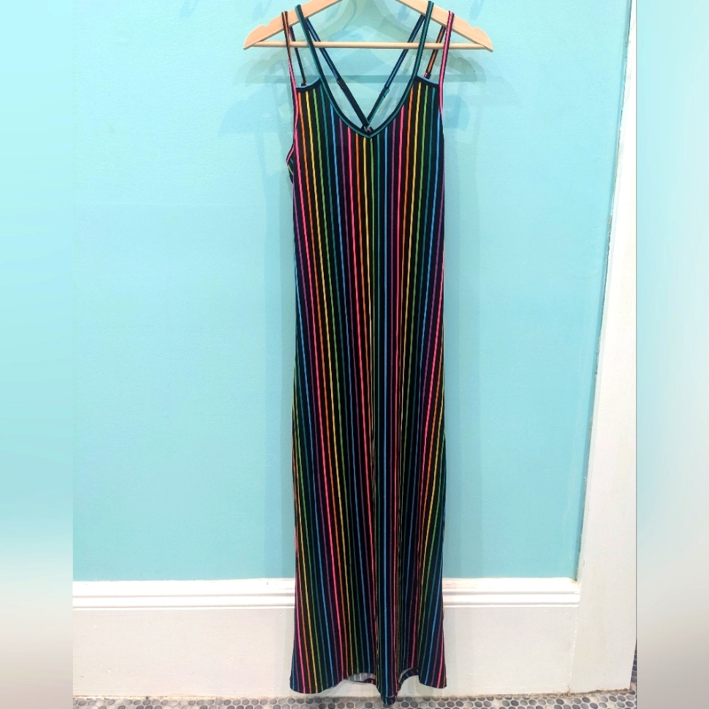 Neon stripe maxi dress